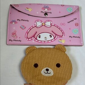 My Melody envelope pouch ID holder and bear coin pouch set NEW